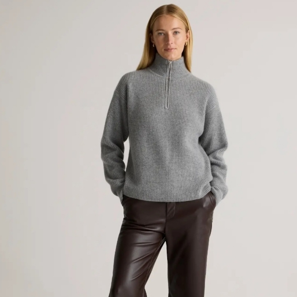 Mongolion Cashmere Quarter-Zip Fishermen Sweater